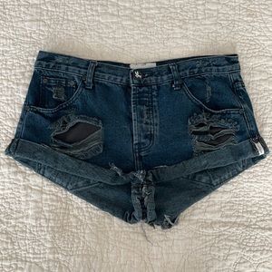 NWOT - One Teaspoon Black Denim Bandit Shorts